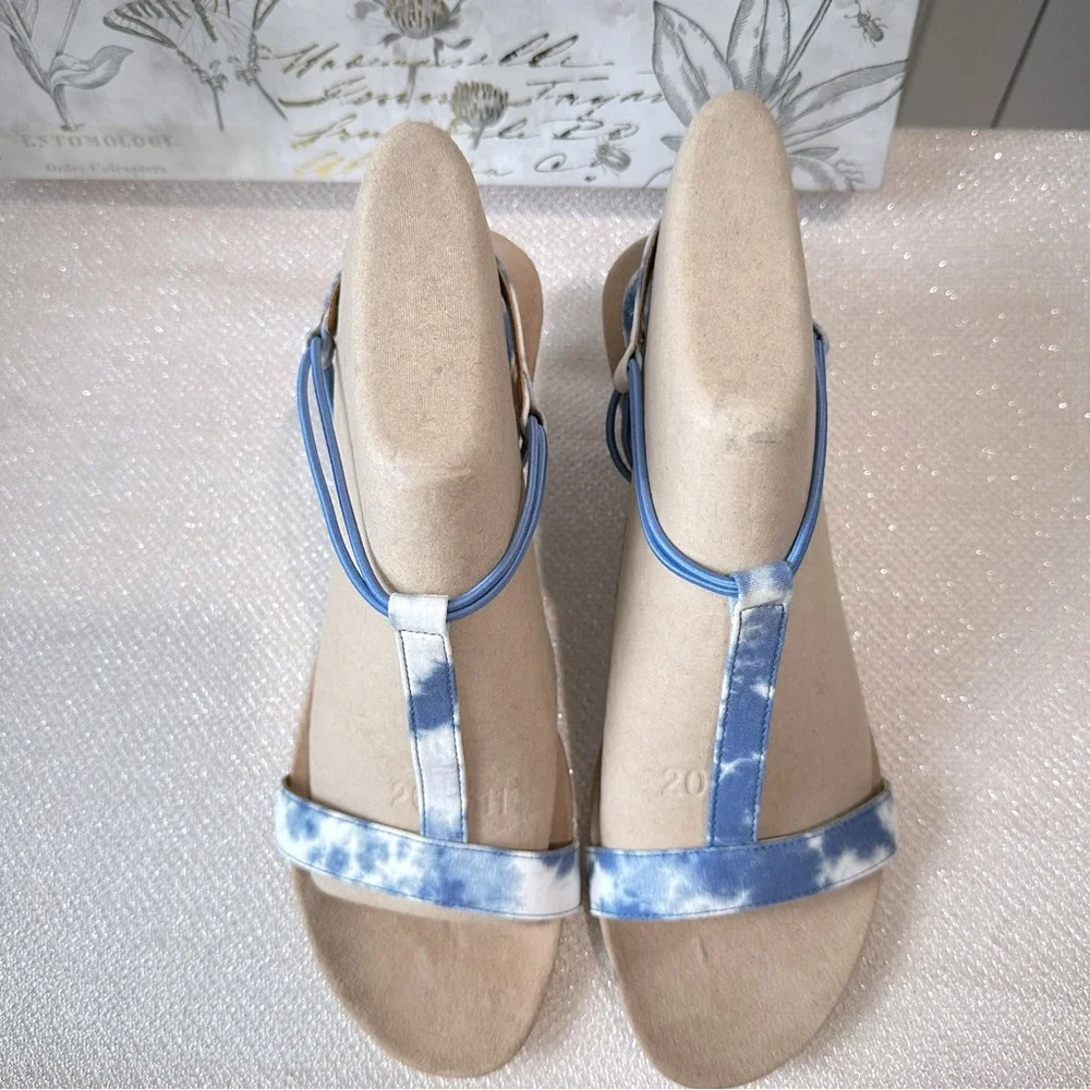 Style & Co Mulan Blue and White tie-dye Wedge Sandals size 9.5 W